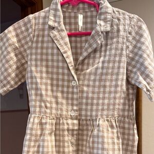 Rylee + Cru Beige Checkered Dress